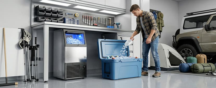 Mojgar Commercial Ice Maker Machine, 100lbs/24H with 33lbs Ice Storage Under Counter Ice Machine, Stainless Steel Built-in Freestanding Ice Maker Self-Cleaning for Home Bar