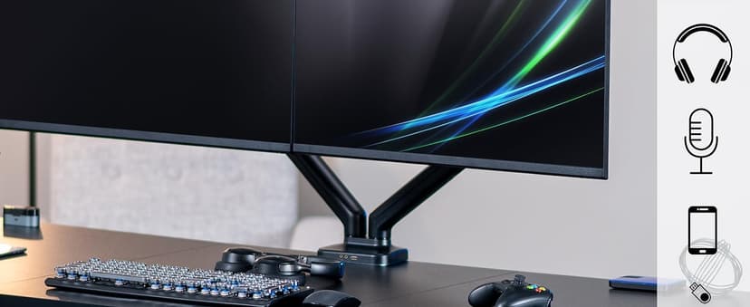 VIVO Dual Monitor Stand, Fully Adjustable Arms for 17 to 32 inch Screens, Mechanical Articulating Desk Mount, Gaming and Office Setups, VESA 75x75, 100x100, Max 19.8 lbs, Classic, Black, STAND-V002O