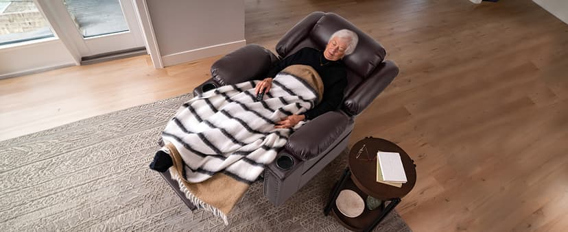 Triple Motor Large Power Lift Recliner Chair for Elderly with Heat and Massage, Lay Flat Lift Chairs for Seniors Infinite Position, Extended Footrest, USB Ports (Dark Brown)
