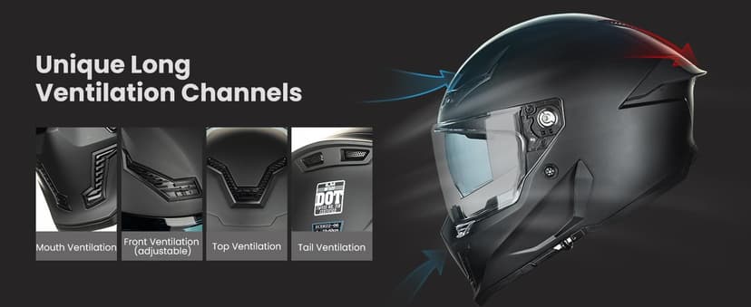 ILM Motorcycle Helmets for Adult Men Women Full Face DOT ECE Powersports Dual Visor Street Racing Helmet with Pinlock Cascos para Motos Model MF509 (War Damaged Gray, L)