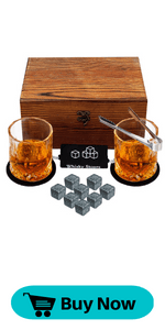Whiskey Set Gifts for Men, DIOXADOP 6 Stainless Steel Whisky Stones 2 Crystal Whisky Glasses 1 Blessing Card in a Exquisite Wooden Box, Prepare a Gift for Whiskey Scotch Bourbon Lover