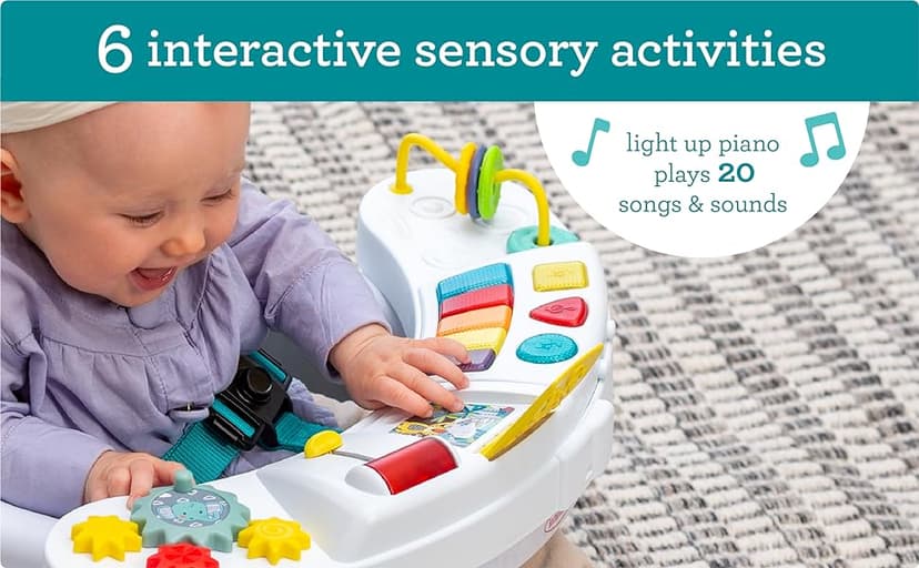 Infantino Music & Lights 3-in-1 Discovery Seat & Booster, Toddler Booster Seat for Dining Table or Kitchen Chair, Baby Activity Center & Snack Tray, Teal