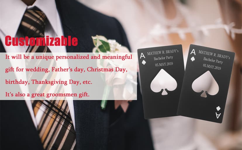 Card Bottle Opener, Yoption 10 Pcs Stainless Steel Credit Card Size Beer Bottle Can Cap Opener for Wallet Pocket Wedding Party Groomsmen Birthday Gifts