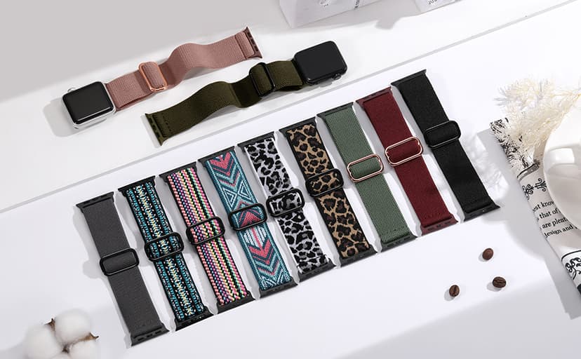 Maledan 10 Pack Stretchy Solo Loop Compatible with Apple Watch Band 40mm 38mm 41mm 42mm 44mm 45mm 46mm 49mm Women Men,Soft Nylon Elastic Braided Strap for iWatch Series 11 10 9 8 7 6 5 4 3 2 1 SE Ultra