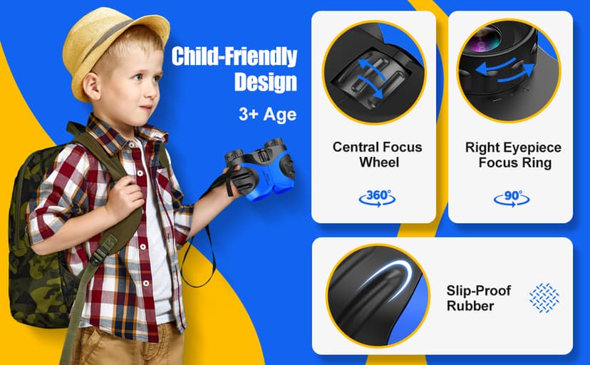 LET'S GO! Binocular for Kids, Compact High Resolution Shockproof Binoculars