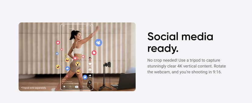 Insta360 Link 2 - PTZ 4K Webcam for PC/Mac, 1/2" Sensor, AI Tracking, HDR, AI Noise-Canceling Mic, Gesture Control for Streaming, Video Calls, Gaming, Works with Zoom, Teams, Twitch & More