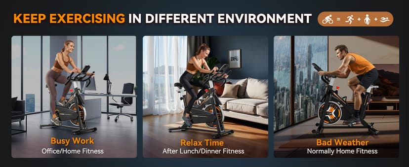 Exercise Bike, Wenoker Stationary Bike for Home, App Supported Indoor Bike with Silent Belt Drive, Heavy Flywheel, Multi-grips Handlebar and Upgraded Digital Display