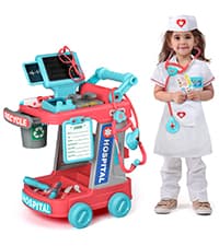 Kids Doctor Playset with Cart, Costume & Stethoscope, Role Play, Pretend Play Medical Toys, Birthday Gift Liberry Toddlers Doctor Kit Toy for Girls Boys Ages 2 3 4 5, Blue B0BYNC6XMQ