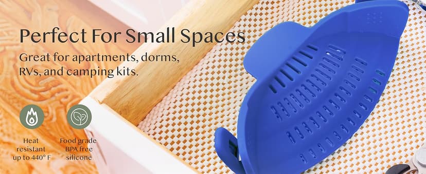 Kitchen Gizmo Snap N' Strain - Silicone Pasta Strainer Clip-On for Pots and Pans - Heat Resistant Colander for Vegetables and Noodles - Kitchen Gadgets for Cooking - Space-Saving Design - Gray