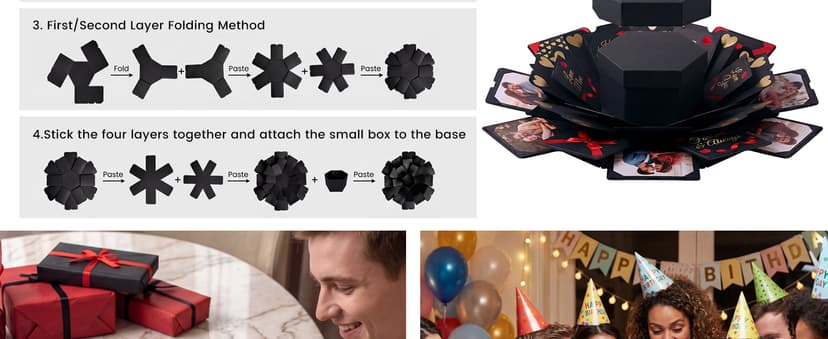 Picture Pop up Love Box Gift, Set with Scrapbooking Accessories Creative Photo, Album Gifts for Anniversary Wedding KOOGEL Explosion Gift Box DIY Exploding Photo Album Preassembled Surprise B07Q3VH41X