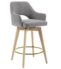Zesthouse Swivel Farmhouse Bar Stools Set of 4, 26" Modern Counter Stools with Open Back & Natural Wood Legs, Upholstered Linen Fabric Counter Height Barstools, High Chairs for Island Kitchen, Green