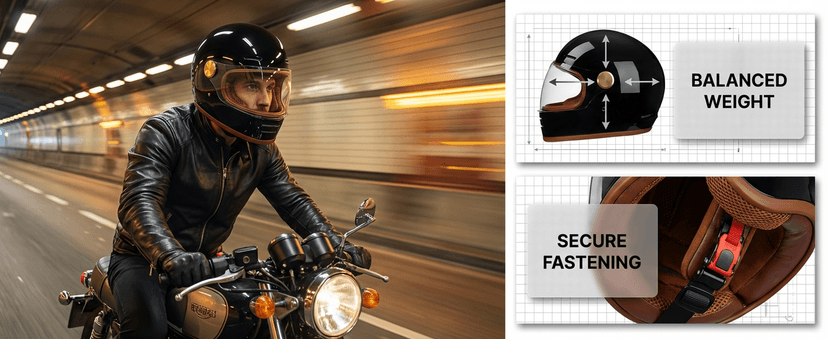 Retro Motorcycle Helmet for Adults?Vintage Full Face Helmet with Ventilation System, Waterproof Design for Motorcycle Riding
