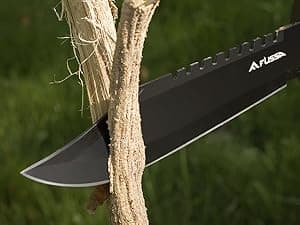 FLISSA Survival Hunting Knife with Sheath, 15-inch Full Tang Fixed Blade Tactical Bowie Knife with Sharpener & Fire Starter for Camping, Outdoor, Bushcraft