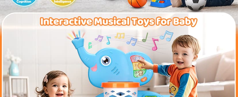 KIZZYEA Toys for 1 2 3 Years Old Boys Girls, Toddler Basketball Hoop & Soccer Goal, Montessori Toy, Interactive Musical Sports Toys with Light, Christmas Birthday Gifts for Baby Kids Age 12-18 Months