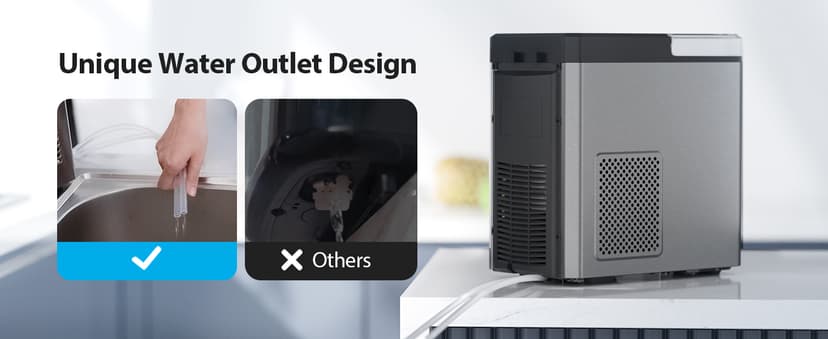 Aeitto Nugget Ice Maker 40Lbs/24H, Countertop Soft Chewable Ice Pebble Ice Machine, One-Click Operation, Auto Self-Cleaning Ice Makers with Scoop&Basket for Home, Office, Kitchen, Party (Grey)