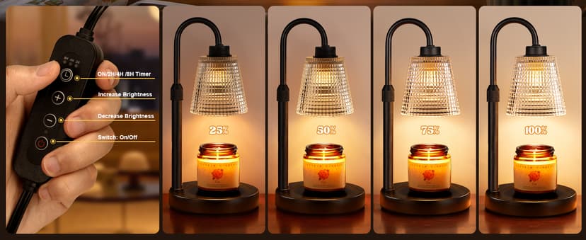 Dimmable Candle Warmer for Jar Candles, Height Adjustable Wax Warmer,Halloween Decorations House Warming Gifts New Home Innqoo Candle Warmer Lamp with Timer Home Decor Birthday Gifts for Women B0DZFGTCLR