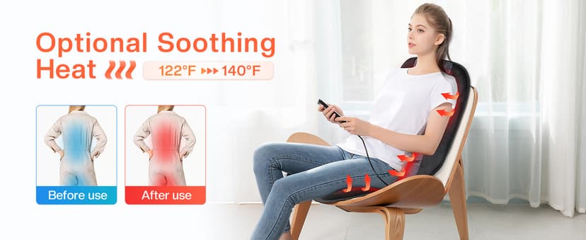 CILI Massage Chair Pad,Back Massager with Heat,Massage Seat Cushion with 10 Vibration Motors,30-60-90 Minutes Heating Options,Chair Massager for Office Chair, Home Office Use