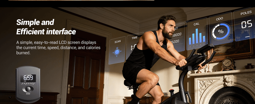 CURSOR FITNESS Exercise Bike, Brake Pad Stationary Bike for Home with Exclusive App, Stationary Bikes for Home with 300 lb Weight, Indoor Cycling Spin Bike Workout Bike with Extra Comfort Seat