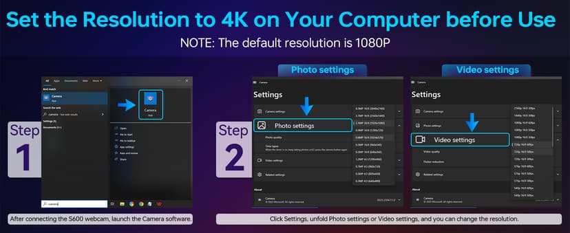 EMEET S600 4K Webcam for Streaming - Sony 1/2.55'' Sensor, PDAF Autofocus, 1080P@60FPS, 2 Noise Reduction Mics, Built-in Privacy Cover, 73° FOV, Streaming Camera for Live Commerce/Gaming/Beauty