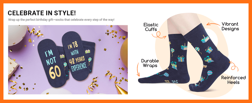 HAPPYPOP Birthday Gifts for Mom Dad - Ideal Socks for Seniors in 50s with Greeting Card