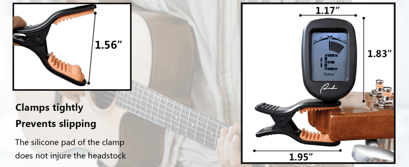 Ranch Guitar Tuner Clip On for Acoustic/Electric Guitar, Ukulele, Violin, Bass, Banjo - Fast & Accurate Chromatic Tuner with Noise Immunity Durable String Instrument Tuners - Classic Black