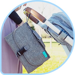 Kopi Baby Portable Diaper Changing Pad - Baby Diaper Changer Travel Bag with Wipes Pocket, Smart Design Portable Changing Mat, Infant Travel Station Kit, Gift for Newborn Girl & Boy - Grey, Classic