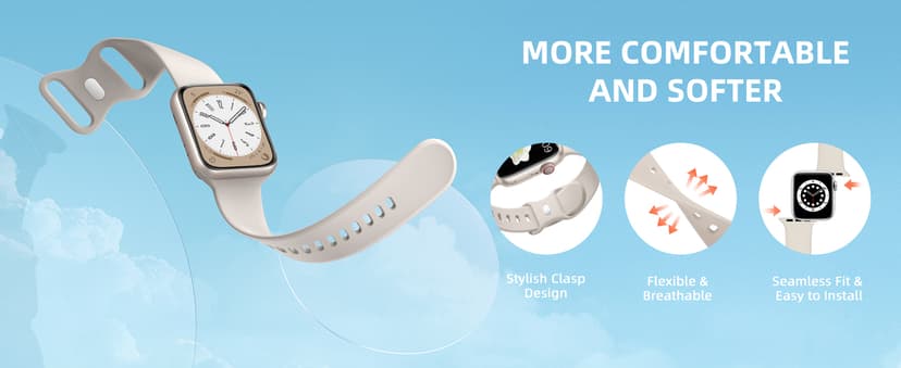 Maledan 6 Pack Bands Compatible for Apple Watch Band 38mm 40mm 41mm 42mm 44mm 45mm 46mm 49mm Women Men, Soft Silicone Sport Band Strap for iWatch Apple Watch Series 11 10 9 8 7 6 5 4 3 2 1 SE Ultra