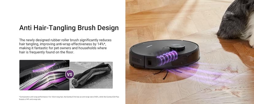 Eureka E20 Evo Plus Robot Vacuum and Mop Combo, 10,000Pa Suction Robot Vacuum Cleaner Bagless Self-Emptying Station, 45-Day Capacity Anti-Hair-Tangling Side Brush Mop Lifting App Control LiDAR Nav