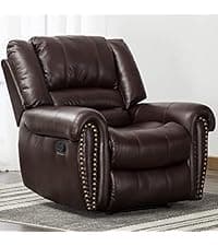 CANMOV Manual Recliner Chair with Massage and Heat, Soft Fabric Recliner Chair with Overstuffed Arm and Back, Manual Reclining Single Sofa with 2 Cup Holders, Side Pocket for Living Room, Dark Grey