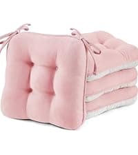 BETU Chair Cushions for Dining Chairs Set of 4,3.5" Thick Kitchen Table Chair Pads with Ties,Non Slip Backing and Covers, Seat Cushion for Dining Room,Bar,Patio Chairs,15.5"X15.5"X3.5",Beige