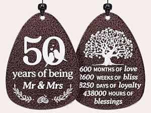 Golden Anniversary Keepsake for Parents, Husband, Wife, Couples, Friends, Tree of Life Wind Chime 37 in Garden Decor SteadStyle 50th Anniversary Wind Chime, Happy 50th Wedding Jubilee Gifts B0FHH4GHX5