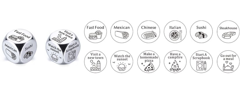 Him Her Couple Gifts for Boyfriend Girlfriend Food Decider 11th Anniversary Steel Date Night Gifts for Husband Wife for Wedding Christmas Valentines Birthday for Women Men