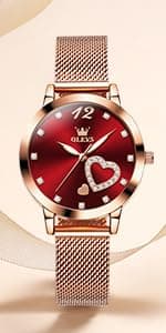 OLEVS Women's Watch Luxury Dress Rose Gold Women Slim Thin Lightweight Watch Stainless Steel Mesh Watches Fashion Waterproof Ladies Wrist Watch Black White Blue Face,Adjustable Bracelet