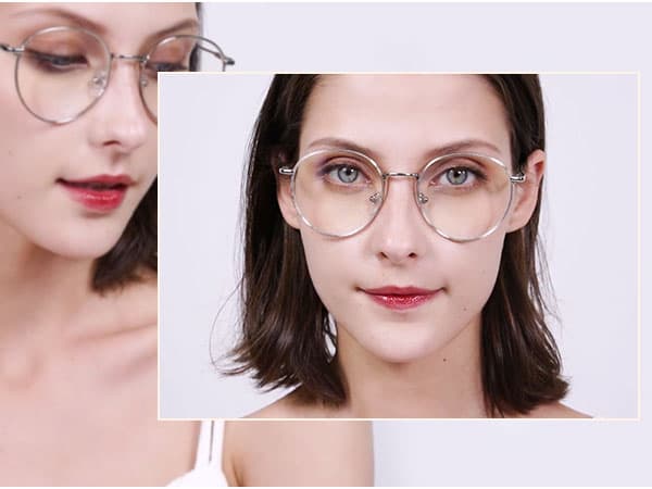 ANDWOOD Blue Light Blocking Glasses Women Men Small Face Computer Clear Bluelight Blocker Super Lightweight Metal Frame Round