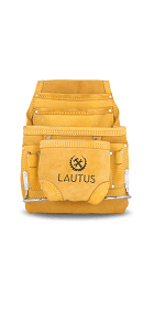LAUTUS Oil Tanned Leather Tool Pouch Bag | Black | Carpenter, Construction, Framers, Handyman | 10 Pockets, 2 Hammer Holders | 100% Leather