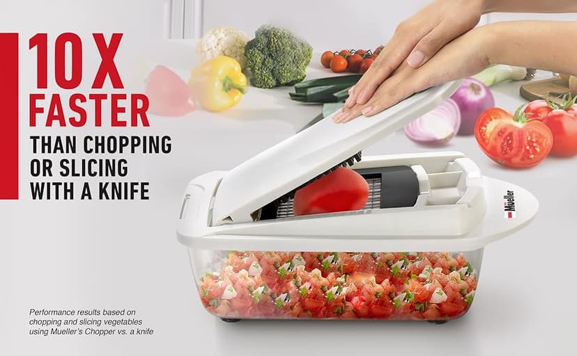 Mueller Pro-Series 10-in-1, 8 Blade Vegetable Chopper, Mandoline Slicer, Food Chopper with Container, Fruit Slicer, Kitchen Gadgets & Accessories, Home Essentials
