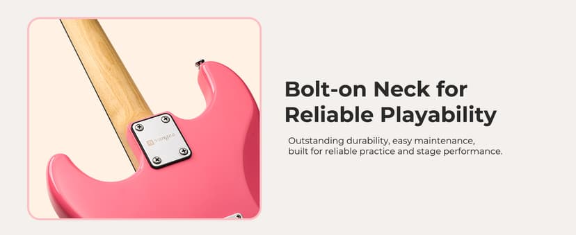 Vangoa 39 Inch Full Size Electric Guitar Beginner Kit Solid Body SSS Pickups with Amp, Bag, Tremolo Bar, Strings, Tuner, Picks, Strap, Capo, Cable for Starter Girls Adults Teens, Petal Pink