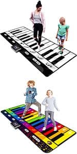SUNLIN Dance Mat - Rhythm Step Play Mat - Dance Game Toy Pad with LED Lights, Gift for Kids Girls 3-12, Adjustable Volume, Built-in Music, 3 Challenge Levels