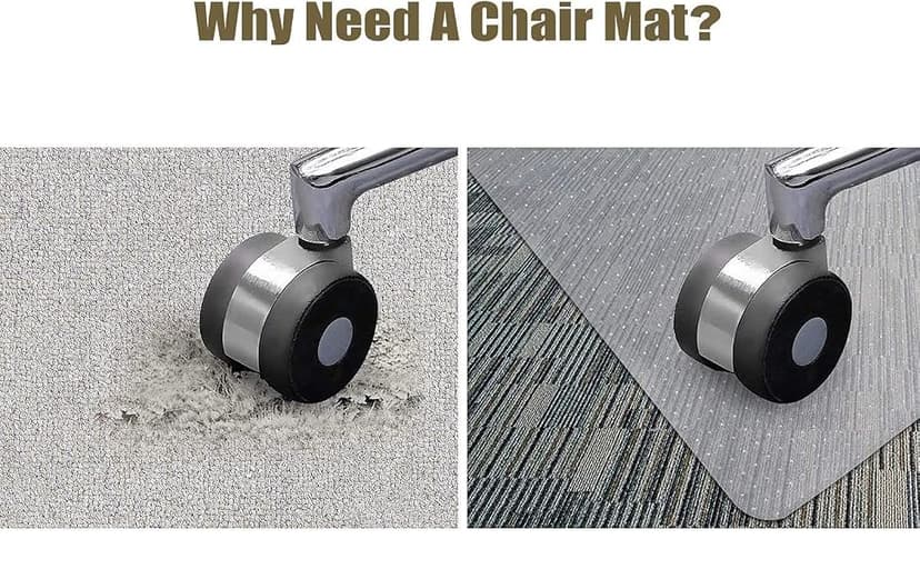 Azadx Chair Mat for Carpet 60"x 46" Large Office Chair Mat for Carpeted Floors, Carpet Protector Floor Mats on Low Pile Carpets Easy Glide Rolling Plastic Desk Computer Chairs Mats for Home