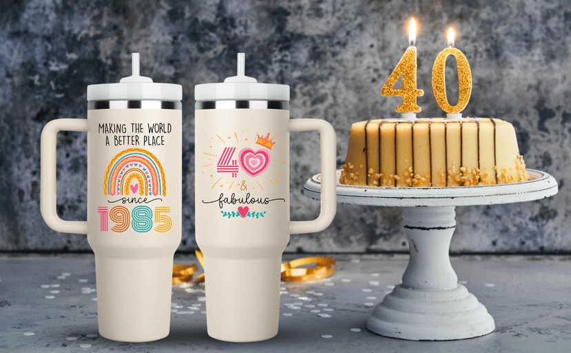 40TH Birthday Gifts for Her, Vintage 1985 Tumbler, 40 Year Old Birthday Gift Idea for Women, Funny 40 & Fabulous Bday Gift for Women, Friends, Daughter, Sister, Mom - Turning 40 Present