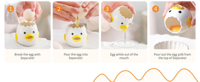 LuoCoCo Cute Egg Separator, Ceramics Vomiting Chicken Egg Yolk White Separator, Practical Household Small Egg Filter Splitter, Kitchen Gadget Baking Assistant Tool, Dishwasher Safe (Yellow) B094NTCSDJ