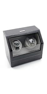Heiden Double Watch Winder in Walnut - Automatic Watch Window for 2 Watches - Japanese Motor - Zero Magenetization - Use Batteries or Adapter Dual Watch Winder for Automatic Watches for Rolex