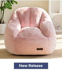 MAXYOYO Kids Bean Bag Chair, Floral Shaped Bean Bag Sofa, Plush Faux Fur Toddler Couch with Petal Backrest for Boys Girls, Stuffed Cozy Sofa for Nursery, Bedroom, Pink