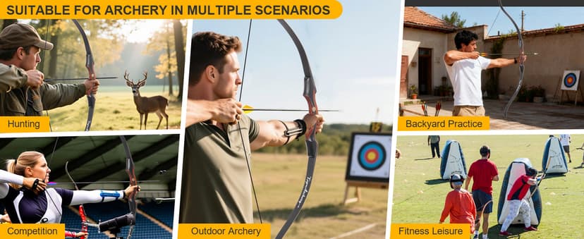 TOPARCHERY Archery 60" Takedown Hunting Recurve Bow and Arrow Set for Adults Practice Competition Longbow Kit 30-50lbs with 6pcs Arrows Right Hand Black