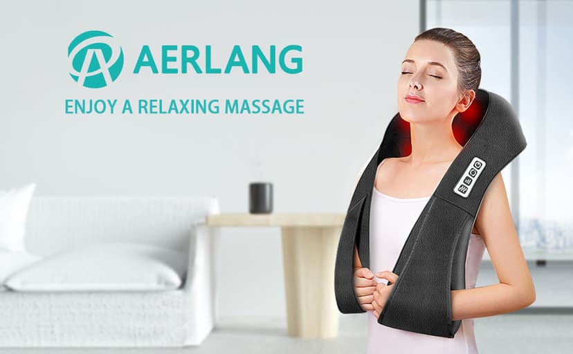 AERLANG Shiatsu Back and Neck Massager, Back Massager Deep Tissue Kneading Neck and Shoulder Massage with Heat, Electric Massage Pillow Fathers Day Gift Ideas from Daughter Son(NOT Cordless)