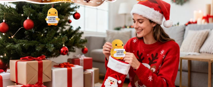 MBL Christmas Stocking Stuffers for Women - Emotional Positive Inspirational Support Small Funny Gag Crochet Duck Pickle Birthday Xmas for Men for Coworker Boss Colleges Her Him Friend