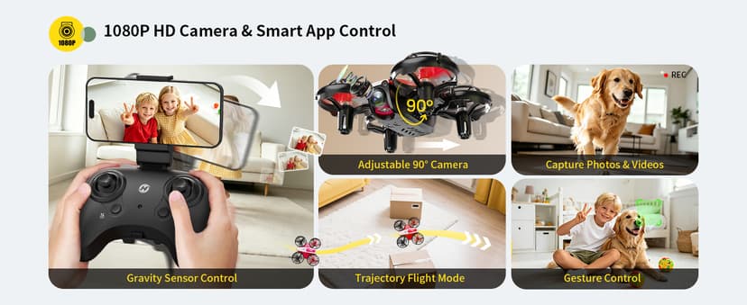 Holy Stone Mini FPV Drone with 1080P HD Camera for Kids & Beginners, RC Nano Quadcopter with Optical Flow Hover, Gesture Control, 3D Flips, 3 Batteries, Great Gift Toy for Boys and Girls, HS210Pro Red