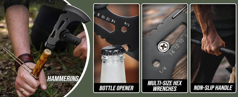 Freelander Tactical Axe 2 Pack, Sharp Tomahawk with Sheath, Portable Tomahawk with Clip and Bottle Opener, Durable Survival Hatchet for Emergency, Hiking and Camping, for Men Women
