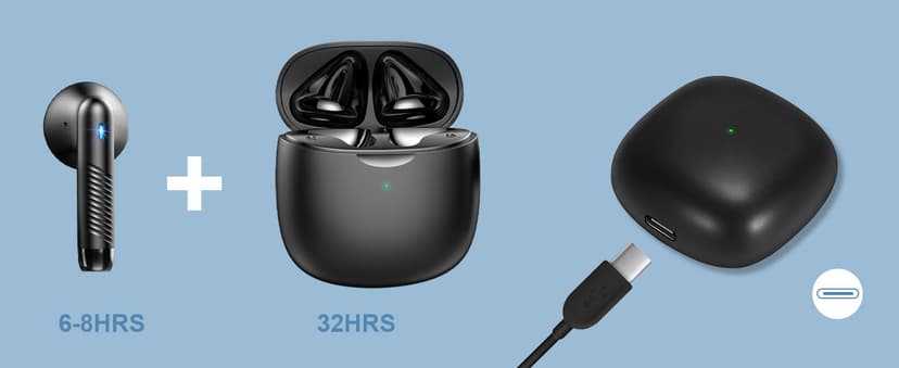 Wireless Earbuds, Bluetooth 5.4 Earbuds Stereo Bass, Bluetooth Headphones in Ear Noise Cancelling Mic, Earphones IP7 Waterproof Sports, 32H Playtime USB C Mini Charging Case Ear Buds for Android iOS