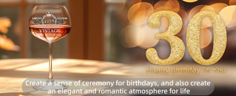 Gumry 30TH Birthday Gifts for Her, Vintage 1995 Engraved Wine Glass, 30 Year Old Birthday Decorations For Women, Funny 30 Bday Gifts Idea For Women, Friends, Daughter, Sister - Turning 30 Present